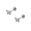 Brincos Europeus e Americanos de Aço Titânio para Lóbulo Auricular Studs de Aço Inoxidável para Cartilagem Brincos de Piercing com Zircônia Embutida Joias de Piercing para Orelha com Rosca Externa Stud para Lábio