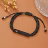 Pulseira Tecida para o Dia dos Namorados com Placa de Aço Inoxidável, Coração Vazado Gravado, Pulseira Nicho para Casal, Atacado