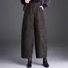 Pantalones de pierna ancha cropped de jacquard de moda para mujer, nueva colección otoño/invierno 2026, de cintura alta, adelgazantes, casuales, versátiles y elegantes