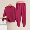 Conjunto Térmico Acolchado de Manga Larga Capa de Aire Otoño e Invierno Conjunto de Ropa de Casa Gruesa Tallas Extras Ropa Interior Térmica a Prueba de Frío para Mujer