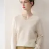 Suéter minimalista de alta qualidade em cashmere puro para outono e inverno para mulheres, novo top pullover de tricô casual