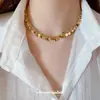 Collar con Flecos de Corazón de Lentejuelas Metálicas Transfronterizo Europeo y Americano Moda Cadena Versátil para Clavícula Diseño de Nicho Collar Gargantilla Accesorio