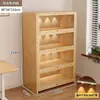 Librería a prueba de polvo de madera maciza, montada en la pared, color nogal, armario de almacenamiento, estantería de pie, estantería para el hogar