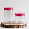 En Stock 47 Dientes/68 Dientes/89 Dientes Botella Transparente Boca Ancha 250g Rojo Rosa Tapa Sellada Cosmético Crema para Mascarilla Capilar