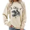 Sudadera con cuello redondo y estampado de cuervo F-Caw-F Halloween para mujer Otoño e Invierno Suministro de Amazon Informal Holgada