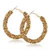 Amazon Pendientes de Aro Brillantes Transfronterizos Pendientes de Aro Envueltos con Pedrería Joyería de Moda para Mujeres Regalo de Vacaciones