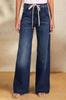 Comercio Exterior Wholesale Ropa Europea y Americana Primavera 2025 Nuevos Jeans Elásticos con Cordones Pantalones Elegantes de Pierna Recta Pierna Ancha