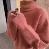 Suéter Nuevo de Cuello Alto para Mujer Otoño/Invierno 2026, Estilo Dulce y Casual, Suéter de Punto Pullover de Color Sólido, Cálido y Adecuado para Usar al Aire Libre