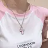 Novo Colar Cruz Y2K Doce e Cool Sexy Rosa Estilo Nicho Ins Colar Punk Gótico Dark Corrente Clavicular