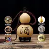 Recipiente de Vino con Apertura de Calabaza Natural Adorno Antiguo Ji Gong Li Bai Portátil para Exteriores Olla de Vino Impermeable de Cera de Abeja
