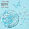 Conjunto de Adesivos para Maquiagem de Palco Patch de Floco de Neve Facial Infantil Maquiagem para Olhos de Noiva Decoração de Borboleta com Diamante Brilhante