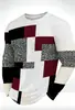 Camiseta de manga larga para hombre con cuello redondo y estampado geométrico patchwork, camiseta de manga larga con estampado digital, jersey geométrico de cuello redondo transfronterizo