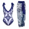 Traje de Baño Conservador Conjunto Europeo y Americano 2025 Cubre Vientre Delgado Vacaciones Playa Aguas Termales Bikini Conjunto Retro Francés