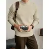 Suéter de Tricô Masculino Gola Alta Meia Listras Sólidas Camada Base Slim Fit Estilo Old Money Outono/Inverno Fábrica Transfronteiriça Atacado