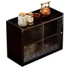 Estante de Almacenamiento de Escritorio Mesa de Té Almacenamiento y Organización con Puerta Corredera Gabinete de Almacenamiento Estante de Almacenamiento con Puerta de Vidrio Changhong Estante de Almacenamiento de Múltiples Capas