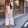 Conjunto de Top Halter Estampado + Pantalones de Pierna Ancha, Moda Casual Juvenil de Verano 2026
