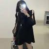 Saia Sexy Ruffled Rabo de Peixe Slimming Coreana Primavera e Outono Vestido Slimming Cintura V-neck Estudante