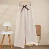 Pantalones de Pijama de Algodón Perlado para Mujer Verano Nuevo Dibujos Animados Pantalones para Casa Delgados para Usar en Exterior Pantalones Antimosquitos Talla Grande Sueltos Pantalones Largos