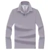 Camisa polo de manga larga para hombre de estilo business de alta gama, hecha de 100% algodón mercerizado, una camiseta casual de manga larga de color liso para hombres de mediana edad