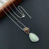 Brincos Pingente Colar de Citrino Natural Design de Nicho para Mulheres, Luxo Leve, Estilo Étnico de Alta Qualidade, Brincos do Dia a Dia, Corrente para Suéter