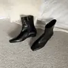 Botines Nuevos de Otoño 2026 de Piel de Vaca/Ante con Punta Cuadrada, Estilo Francés Minimalista, Tacón Bajo de 2cm y Cremallera Lateral, Ajuste Delgado