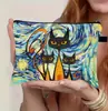 Estuche para Lápices Estilo Pintura al Óleo Transfronterizo Gran Capacidad Bolsa de Almacenamiento con Cremallera Estudiante Examen Portátil Estuche para Lápices Bolsa para Papelería Imprimible