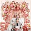 O Conjunto de Balões Mais Vendido da Amazon para 50º Aniversário, Cor Rose Gold, Cortina de Chuva de Folha de Alumínio em Formato de Coração, Decoração de Fundo para Fotos