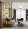 Pantalla de Acero Inoxidable de Lujo Ligero Estilo Chino Nuevo Divisor de Sala de Estar Vestíbulo Rejilla Decorativa Bloqueadora Simple con Patrón de Flor Hueca