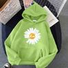 Exportación Transfronteriza Ropa de Mujer 2025 Otoño e Invierno Nuevo Estampado de Crisantemos Estudiante Suelto Ropa Exterior Sudadera con Capucha Forrada de Polar para Mujer a la Moda