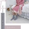 PATTKIN Calcetines de lana de conejo con hebilla de terciopelo perlado a cuadros y rayas verticales, calcetines cálidos de lana gruesa para mujer