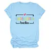 Maestra de jardín de infantes Amazon eBay estación independiente moda versátil camiseta de mujer de cuello redondo manga corta