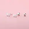 Pendientes de Mariposa Amor Transfronterizo para Mujer Diseño de Nicho Pendientes de Perla Francesa Lujo Ligero Temperamento Versátiles Pendientes Asimétricos
