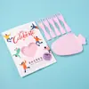 Plato para pastel de cumpleaños, juego de cuchillo y tenedor desechables de pulpa, plato de alta gama con forma de gota, plato nube, vajilla en caja.