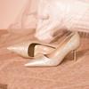Zapatos de Abrigo de Moda y Versátiles con Tacones Finos para Combinar con Faldas, Zapatos de Tacón Alto para Mujer, Nuevo Modelo 2025, Color Champaña, Zapatos Elegantes de Estilo Femenino para Mujer