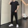 Novo Conjunto de Seda Gelada de Verão Masculino Camiseta de Seda Gelada Shorts de Manga Curta Plus Size Novo Moda Fashionável Bonito