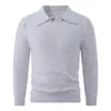 Nuevo suéter casual de otoño e invierno para hombre, elegante top de punto grueso con cuello y mangas largas, suéter base cálido