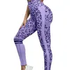Pantalones de Yoga de Punto Europeos y Americanos Transfronterizos de Cintura Alta Levanta Glúteos Sin Costuras Estampado de Leopardo Control Abdominal Fitness Running Entrenamiento Adelgazante