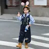 Conjunto de Fantasia Infantil Judy Zootopia para Meninas Pequenas, Fantasia Cosplay de Policial Coelho de Desenho Animado, Conjunto de Três Peças com Macacão para Outono