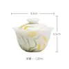 Dinastías Tang y Song Cerámica de Jade Porcelana Blanca Pintado a Mano Patrón de Espiga de Trigo Gaiwan Set de Té Kung Fu Porcelana de Jade Tazón Pequeño de Té para Uso Doméstico