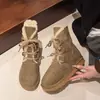 Botas de Nieve de Suela Gruesa para Mujer 2026 Nuevo Llegado de Invierno Acolchado de Felpa Botas de Algodón Gruesas para el Noreste con Cordones de Media Pantorrilla Uso Bidireccional Botas de Algodón con Piel