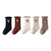Calcetines para Niñas Elefante Bebé Otoño/Invierno Algodón Peinado Calcetines Infantiles de Media Caña Estilo Coreano Con Volantes Sin Costuras Calcetines para Recién Nacidos