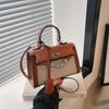 Moda Transfronteriza Comercio Exterior Bolso Kelly para Mujer 2025 Nuevo Bolso Simple Color Contrastante Gran Capacidad Un Solo Hombro Bandolera