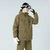 Jaqueta de montanha estilo explorador para casais, jaqueta de montanhismo casual com capuz de corte solto, agasalho quente