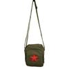 Bolsa Estrela Vermelha com Estrela de Cinco Pontas e Estampa do Presidente Mao, Estilo Vintage, Servindo o Povo, Bolsa de Ombro Lona Verde Pura Estrela Vermelha, Transversal