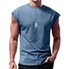 E-commerce Transfronteiriço Ebay Camiseta Regata Masculina de Verão Sem Mangas Textura Canelada Solta Cor Sólida Fitness Casual