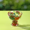 Copo de Sorvete Criativo, Copo de Vidro de Camada Dupla Preenchido com Flores Secas de Alto Borossilicato, Taça Transfronteiriça, Copo de Sobremesa de Aparência Sofisticada