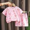 Conjunto Infantil de Manga Curta Algodão Roupa de Verão para Meninas Camiseta para Meninos Roupa de Bebê Roupa Infantil Estilo Coreano Shorts Esportivo