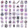 50 Adesivos Holográficos Escuros Fofos Rosa-Roxo Gradiente Caveira Materiais para Diário Adesivos Decorativos à Prova d'Água para Uso Transfronteiriço