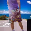 Calças de Praia Masculinas Não Elásticas Drifting Beach Calças Médias Europeias e Americanas Calças de Secagem Rápida Shorts Floridos Masculinos de Verão Slim Fit