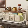 Estante de almacenamiento de escritorio, soporte para cafetera de encimera, estante de almacenamiento en capas tipo cajón, estante de almacenamiento de bocadillos y portavasos